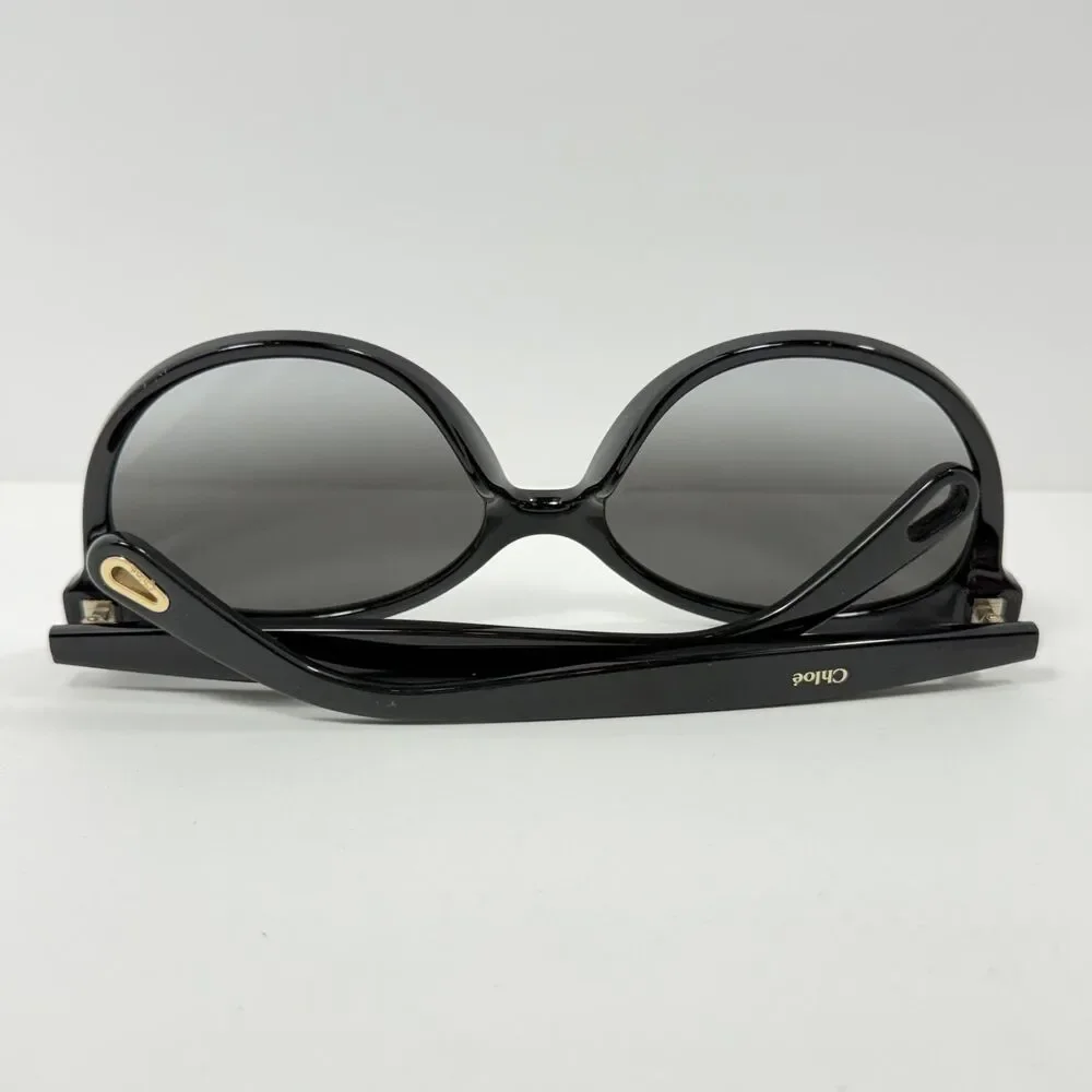 Chloé CE765S Sunglasses Women's Shiney Black Grey Gradient Oversized Round